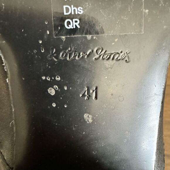 & OTHER STORIES Stud Ankle Boots Leather Black & Gold Size 41 - Picture 9 of 11